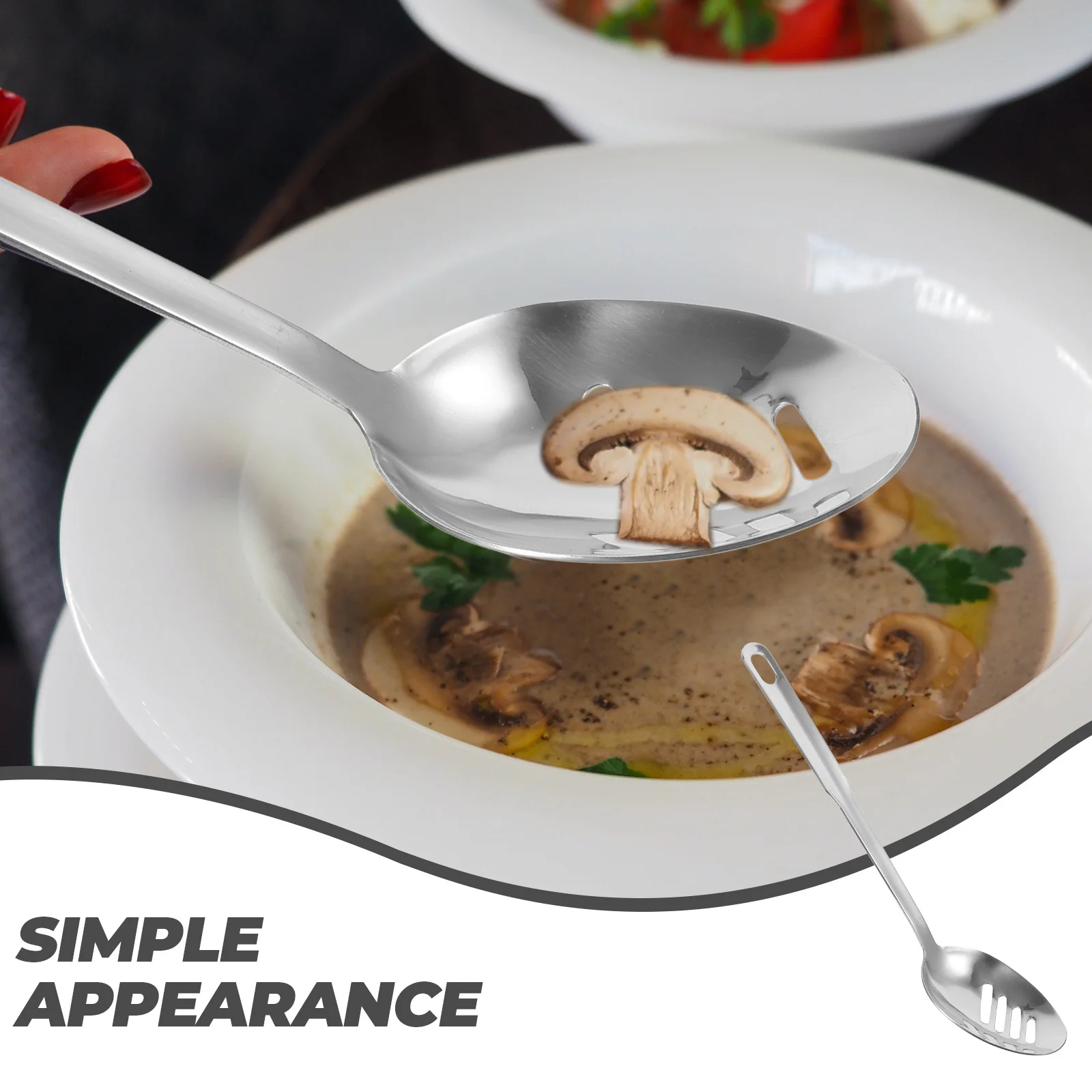

Slotted Spoon Stainless Steel Kitchen Serving Utensil Reusable Fine Mesh Strainer For Home Restaurant Hotel Party Banquet