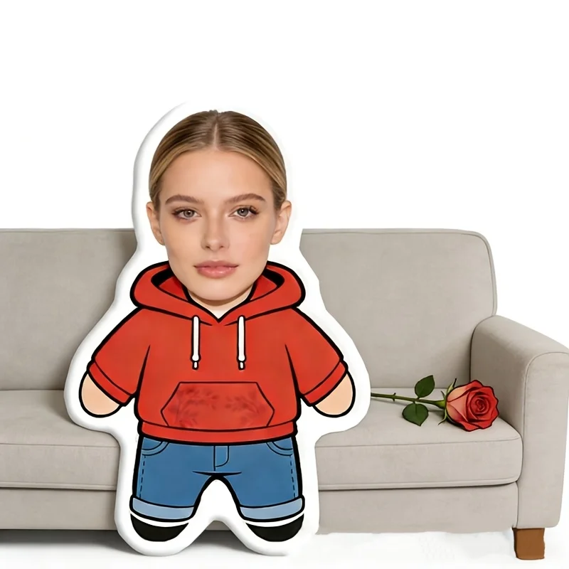 A customizable humanoid photo pillow with three styles to choose from, personalized gifts for birthdays, Valentine's Day, annive