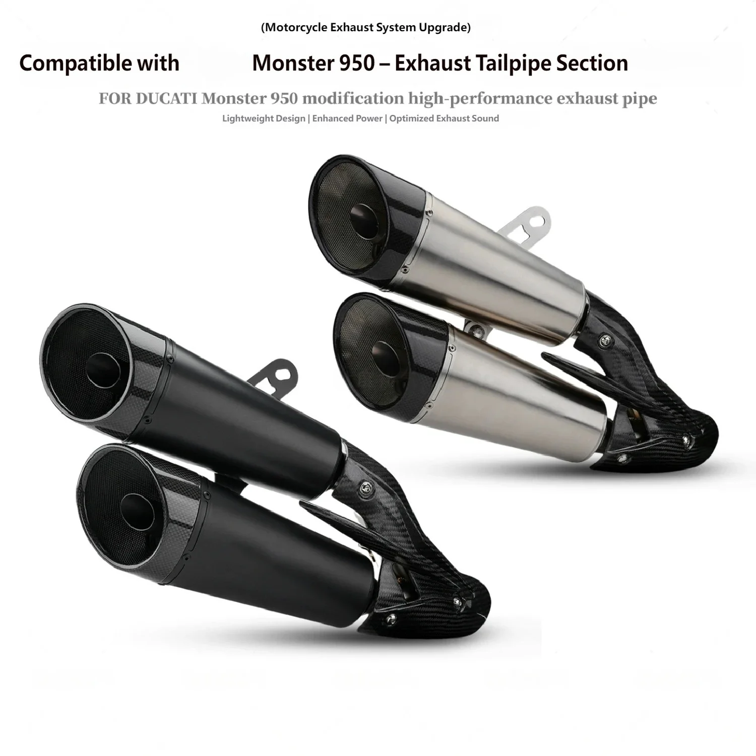 For Dual Carbon Fiber Exhaust for Monster 950 937 Slip-On Rustproof Waterproof Deep Bass Sound Motorcycle Accessory