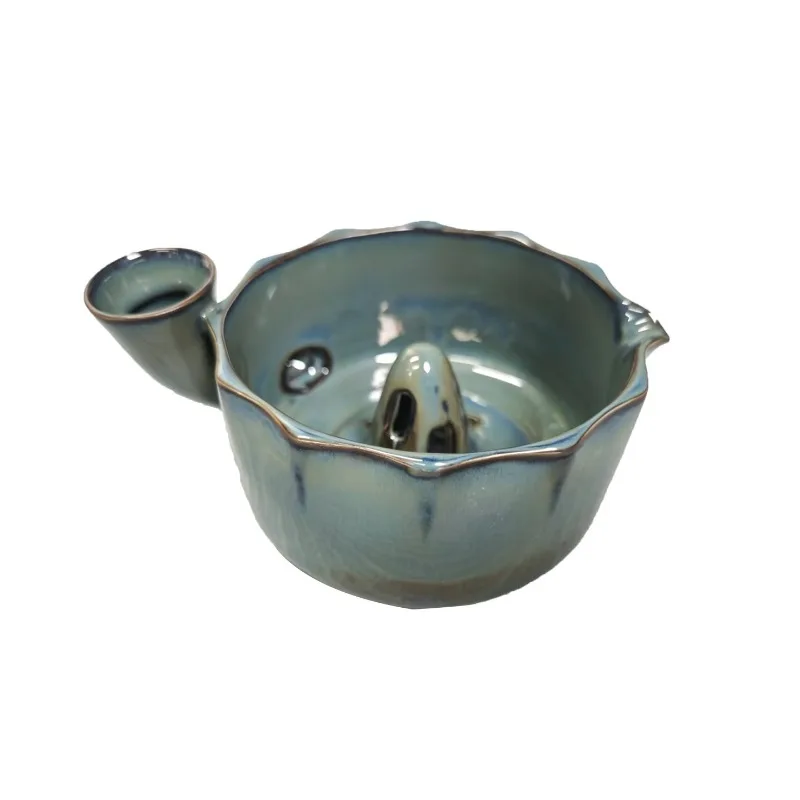 Automatic water flow rotating ceramic bowl household berry drain bowl