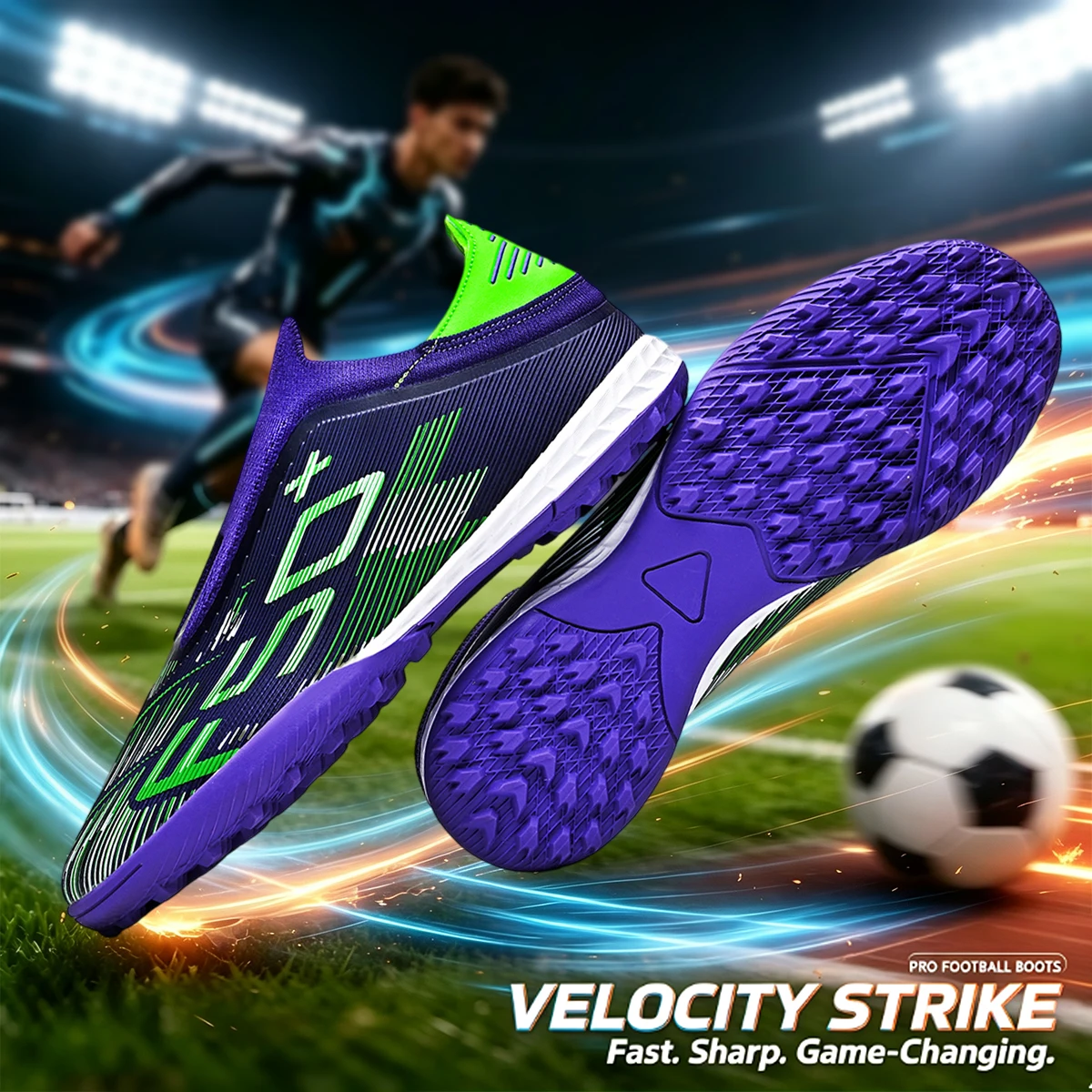 Unisex TF Soccer Cleats Anti Slip Turf Football Boots Breathable Lightweight Shoes for Adult Training Matches