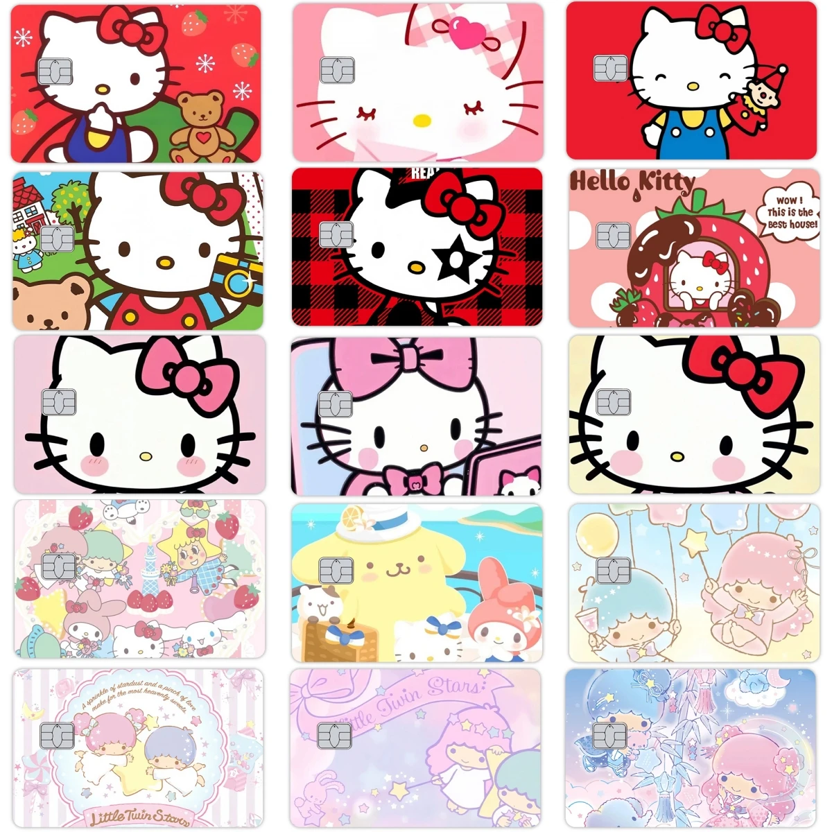

Y2k 1 шт. Hello Kitty Pom Pom Purin мультфильм аниме кредитная карта наклейки на кожу Kawaii фильм дебетовая банка Metro автобус Visa карта наклейка для девочек