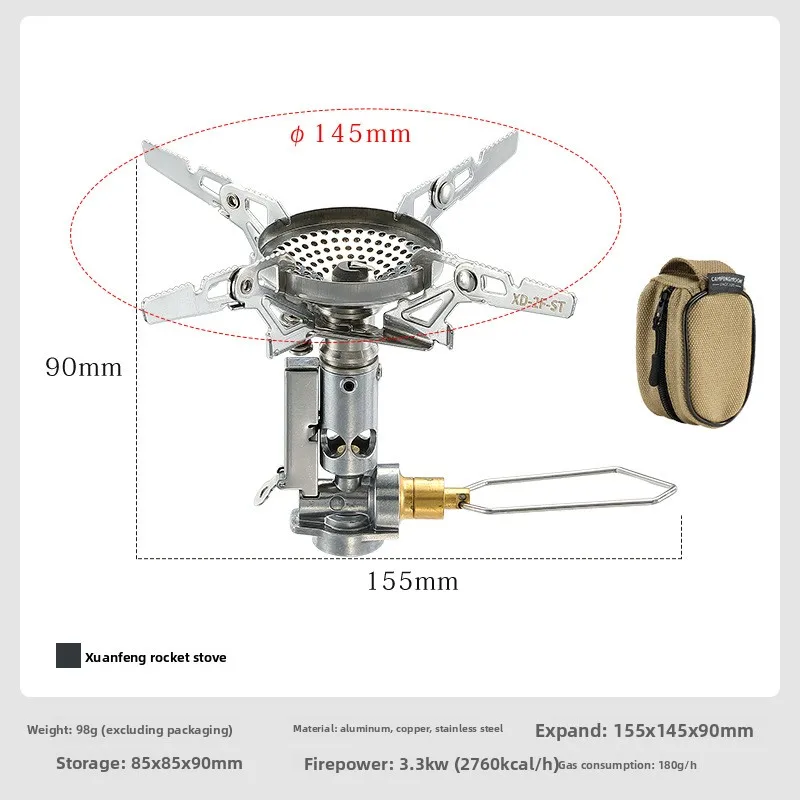 Rocket Stove Head Outdoor Camping Portable Gas Burner Stable Output