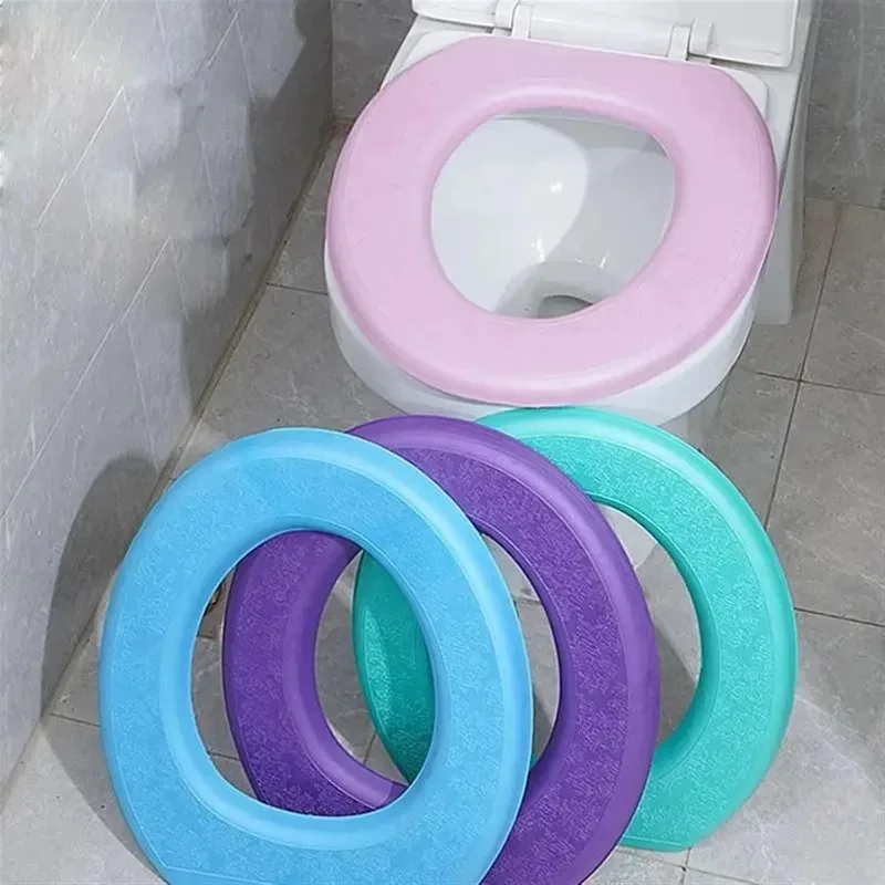 Foam Toilet Lid Cover Washable Waterproof Sticker Portable Silicone Toilet Seat Cover Cup Covers Bathroom Accessories