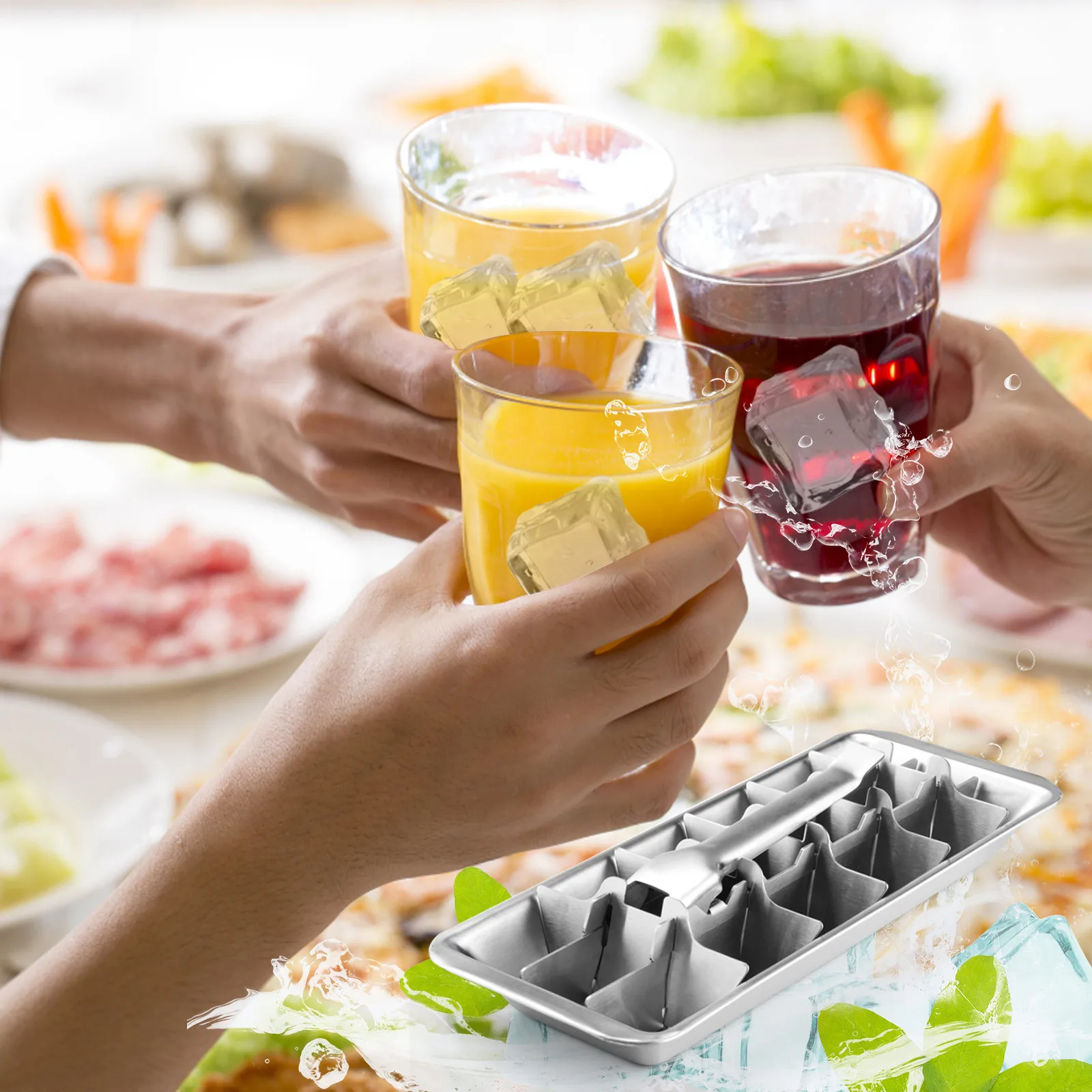 Stainless Steel Ice Tray, 18 Slot Ice Tray With Easy Release Handle For Making Various Ice Cubes And Foods, Removable Slots