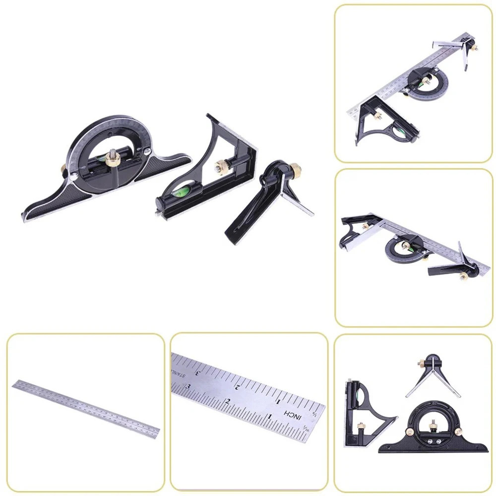 300mm Adjustable Measuring Ruler 3-in-1 Multi Combination Square Angle Finder Protractor Woodworking Tool LK-AA241