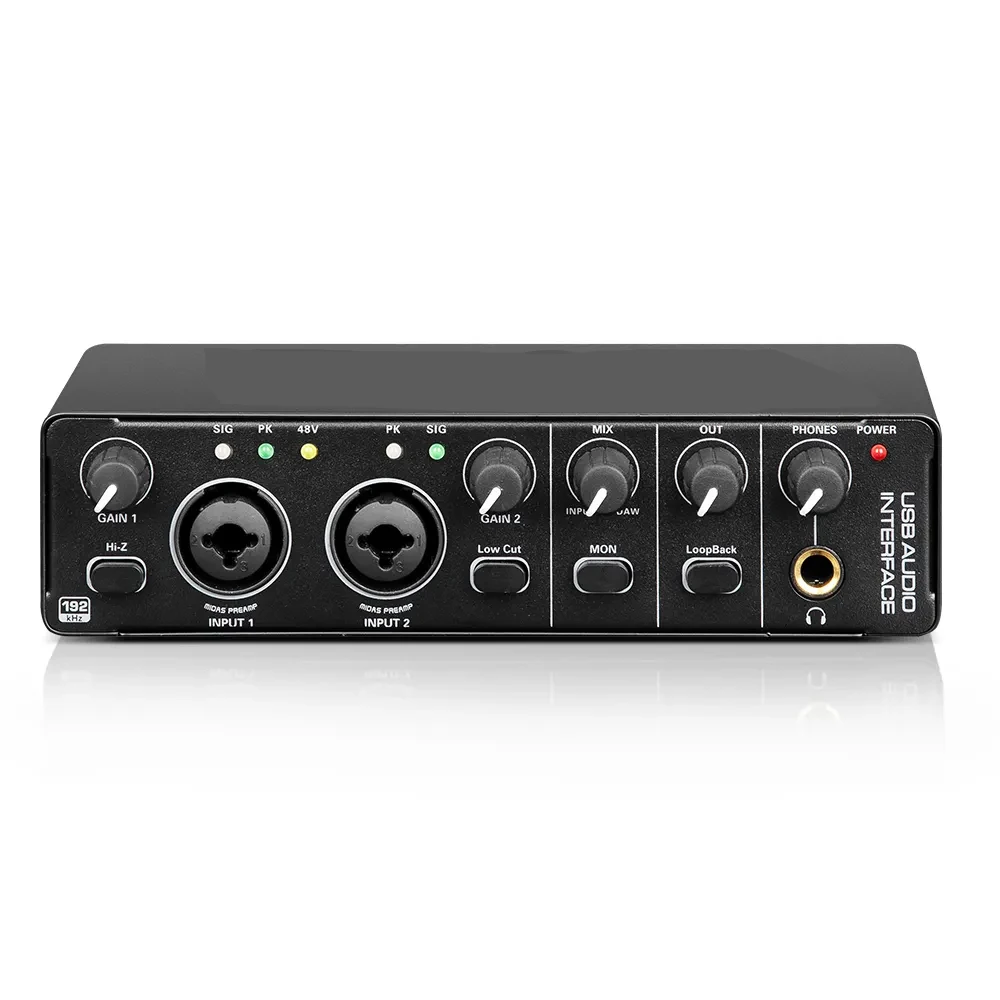 

USB Professional Studio Sound Card Recording Audio Interface For Pc Recorder Computer Live Streaming