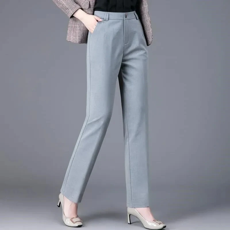 

New 2023 Slim Fit Office Ol Suit Pants Women Classic High Waist Straight Trousers Business Vintage Formal Work Pencil Pantalones