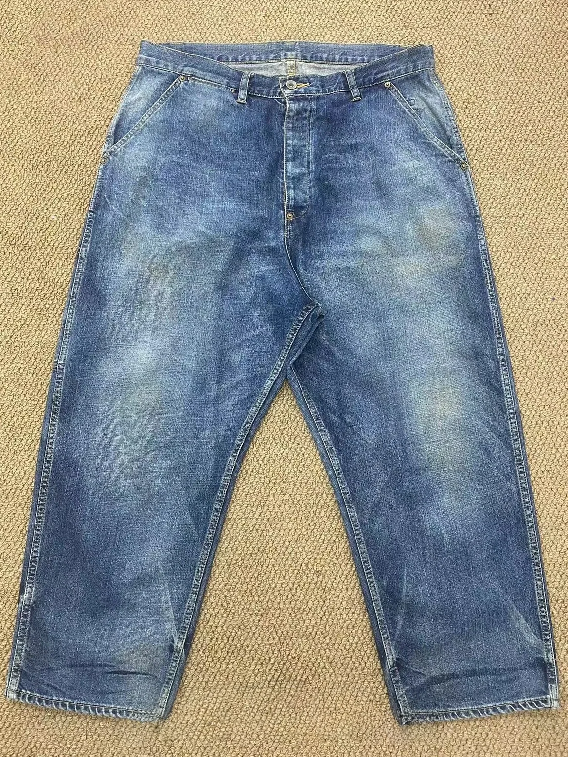 

Waed Vintage 9-Length Jeans Loose Cone ape Multi-ket Cross-Bull 86 Precision Manufacturing Youth Casual Breathable Denim