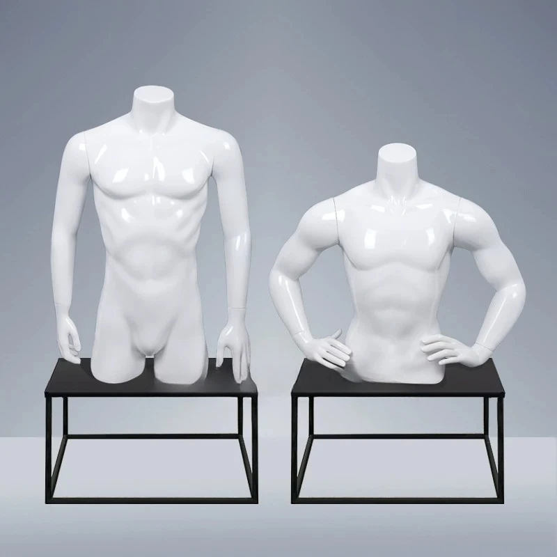 Male Half Body Mannequin, Muscle Torso Dummy for Men Sportswear Underwear Garment Display Rack