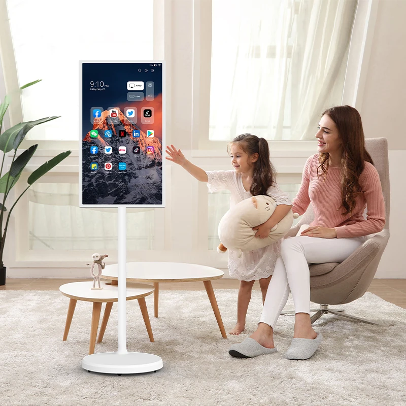 تلفزيون شاشة ساخنة تصميم فريد من نوعه آلة إعلان الشاشة الذكية Incell شاشة LCD Android OS تلفزيون ذكي متنقل مع تلفزيون بطارية كبيرة