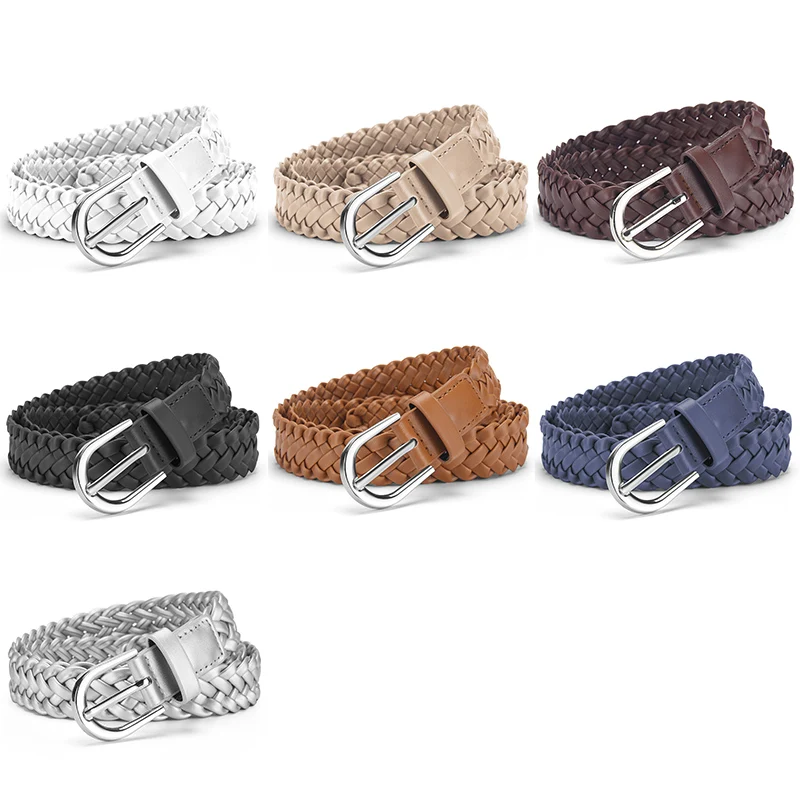 1spc Woven Retro Women's Belt with Casual Pants Dress, Women's Slim and Non Perforated Women's Belt