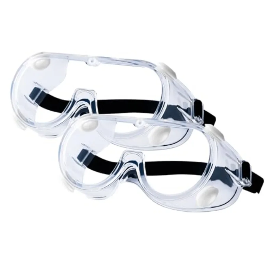 

2-Pack Safety Goggles, Anti-Fog Lab Goggles, Over Glasses Safety Glasses for Chemistry Lab, Mowing, Woodworking, Painting, Cons