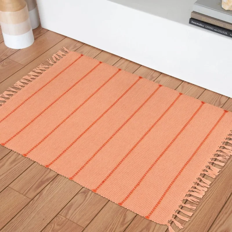 

Fast shipping Indoor/Outdoor Layering Rug, Orange Stripe, 24" x 36" HOME.
