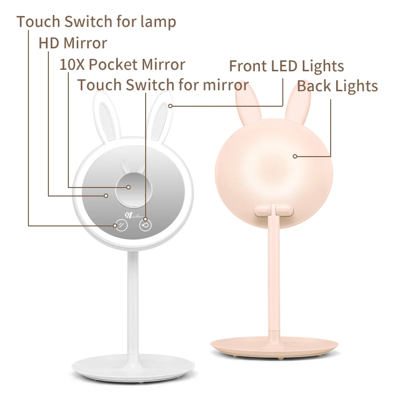 Missmeeca Makeup Mirror With Light White LED Daylight Vanity Mirror Detachable/Storage Base 3 Modes Mirror With Light Gift