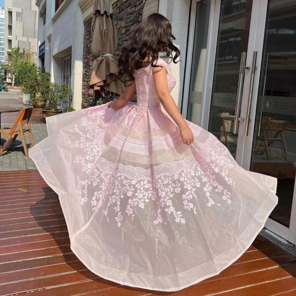 Customized  Appliques Slim Floor-Length High-end Custom Gowns Pink V-Neck Off the Shoulder A-LINE Formal Evening Dress 2023