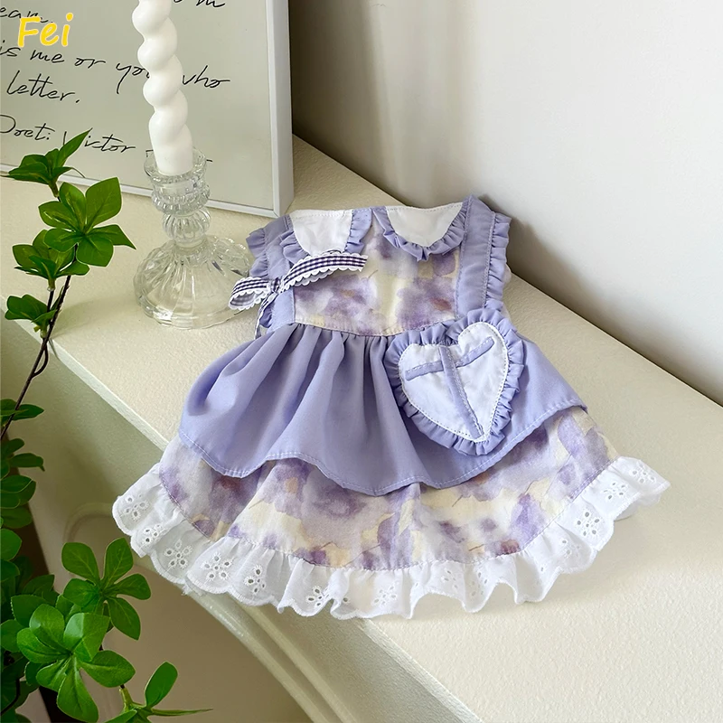 

High-quality Pure Cotton Hand-Stitched Dog Romper - Summer Bohemian Tie-Dye Sleeveless Dress, Adjustable for Chihuahua Yorkshire