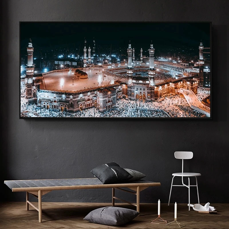 Mecca Islamic Sacred Landscape HD Print Canvas Painting Religious Architecture Muslim Mosque Wall Cuadros Art Picture Home Decor