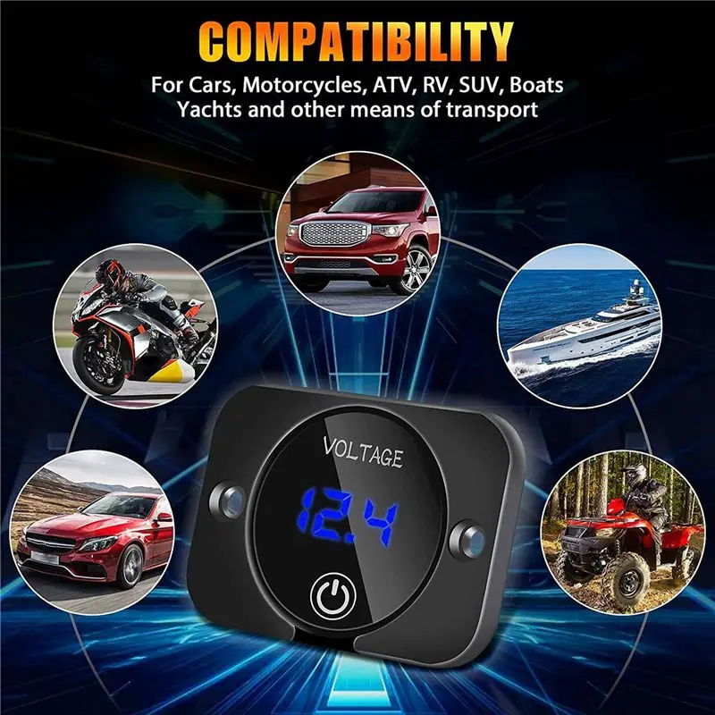 Firmly 3X 12V Voltage Gauge With Contact Switch Digital Display DC12V 24V Waterproof Voltmeter Panel For Boat Marine Truck ATV