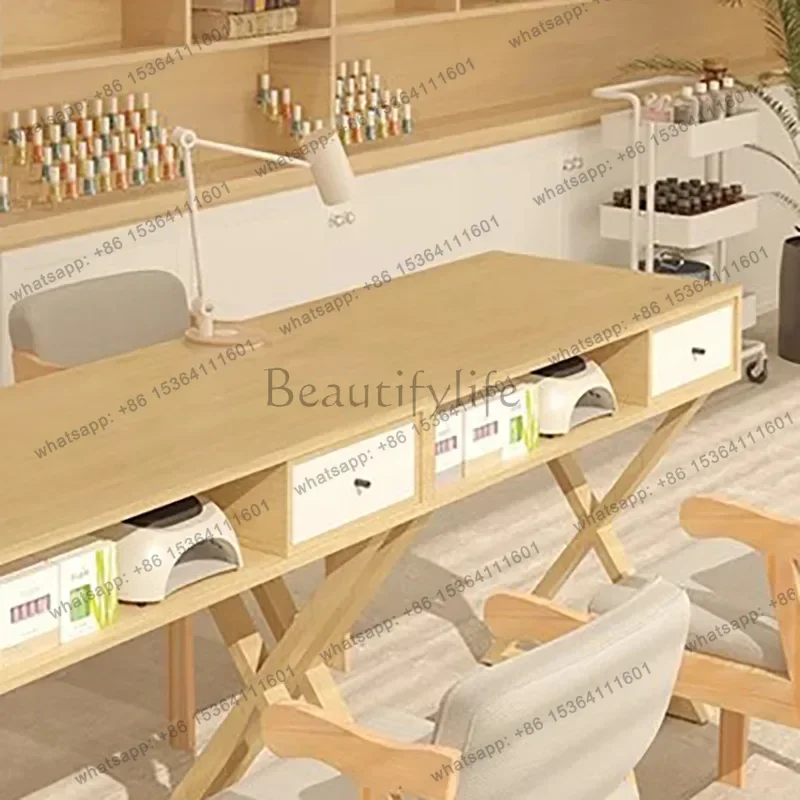 FG Modern Rustic Manicure Table Eclectic Trendy Minimalist Unique Nail Table With Storage Multifunctional Mesa Manicura Furnitur 3