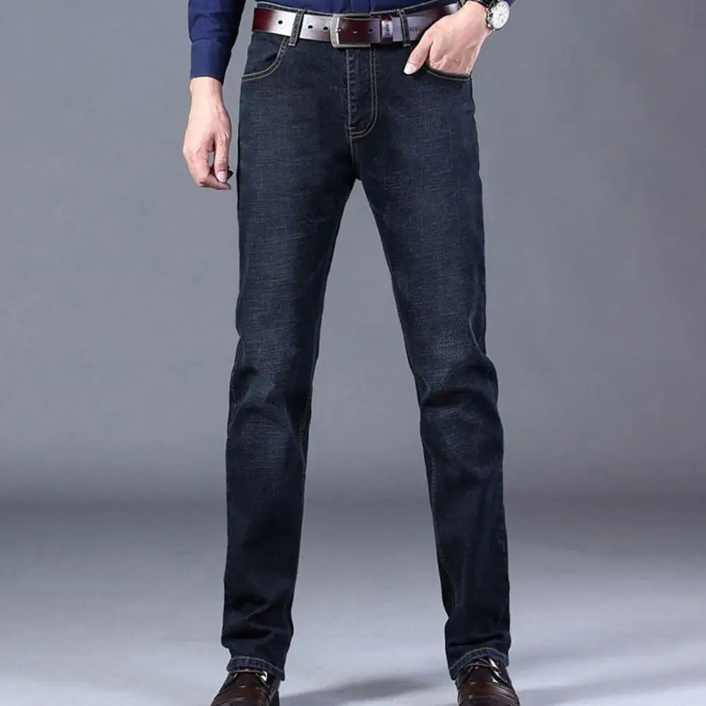 Jean Droit et Fin en Denim pour Homme, artificiel astique, Taille Moyenne, Respirant, 03/wear, Poches, Solide, Long, FjMale