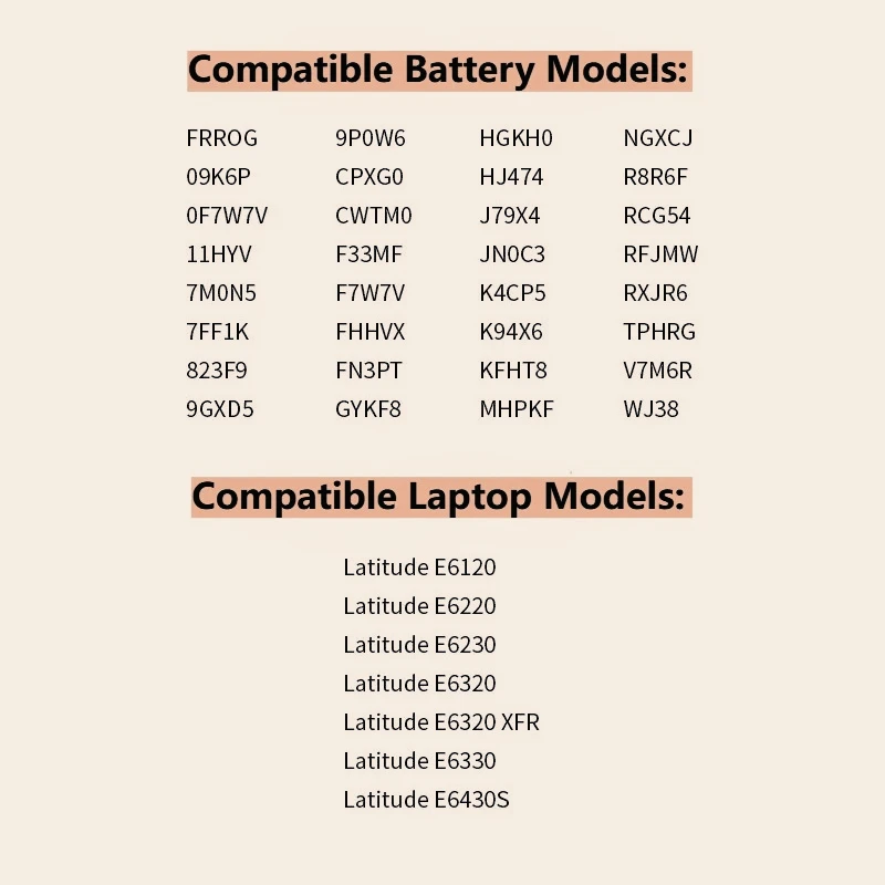FRR0G بطارية كمبيوتر محمول جديدة لأجهزة Dell Latitude E6120 E6230 E6220 E6430S E6320 E6330 V7M6R WJ38 7FF1K TPHRG 11HYV 3W2YX 5X317 RFJMW