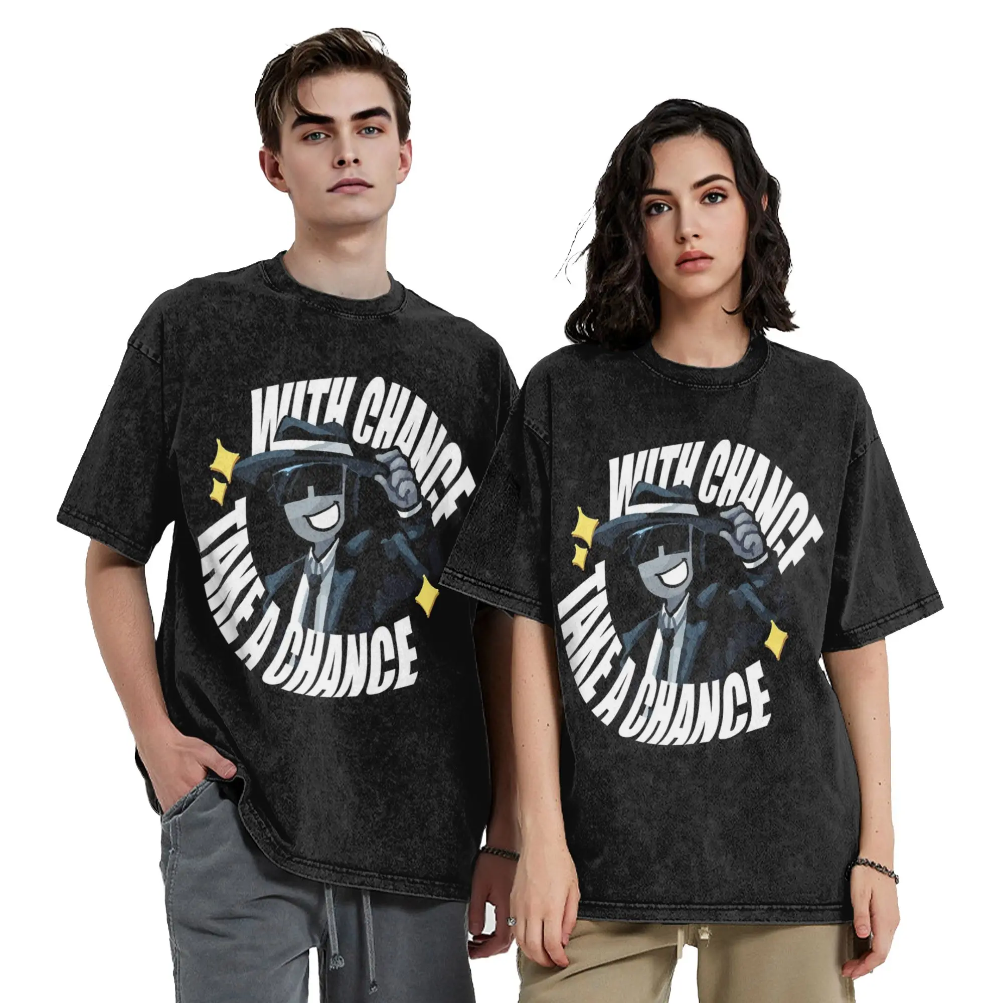 Forsaken Take A Chance Washed T Shirt Streetwear Hip Hop Fashion T-Shirts Tees Men Women Short Sleeve High Street Printed