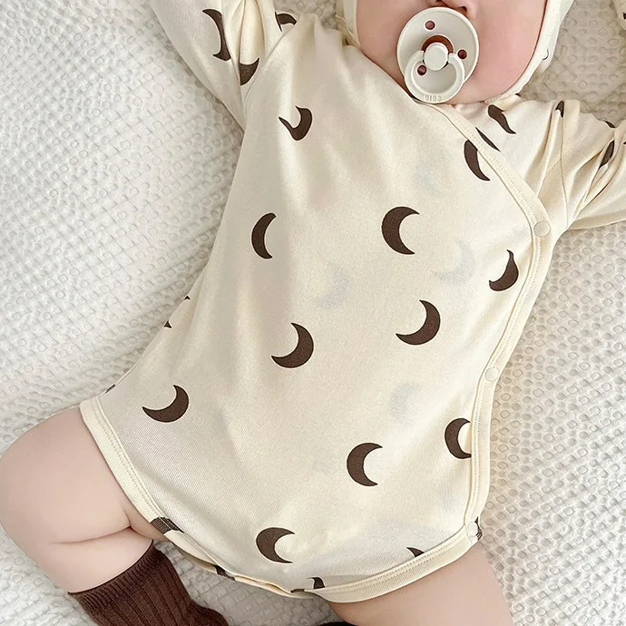 Baby Long Sleeves Rompers 2024 Spring and Autumn New Period One-piece Garment Ins Wind Baby Cotton Soft Lovely Rompers