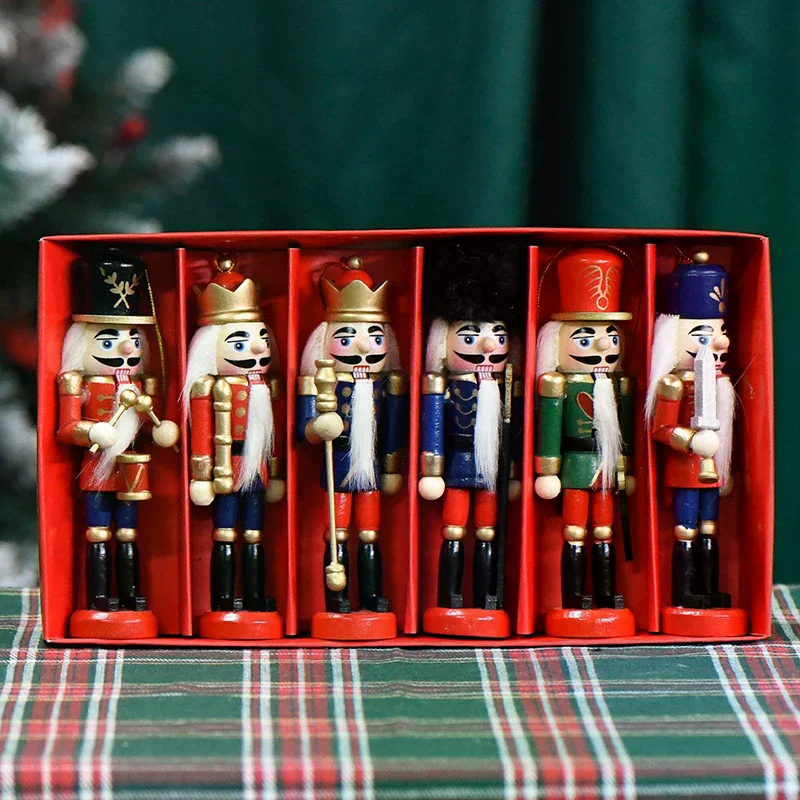 1Pcs 13cm Nutcracker Miniatures Nutcracker Puppet Ornaments Desktop Decoration Cartoons Walnuts Soldiers Holiday Gift Pendant