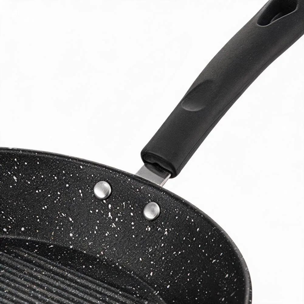 23x23x3.5cm Carbon Steel Frying Pan with Maifan Stone Coating for Gas Induction and Electric Stoves Flat Bottom Shape