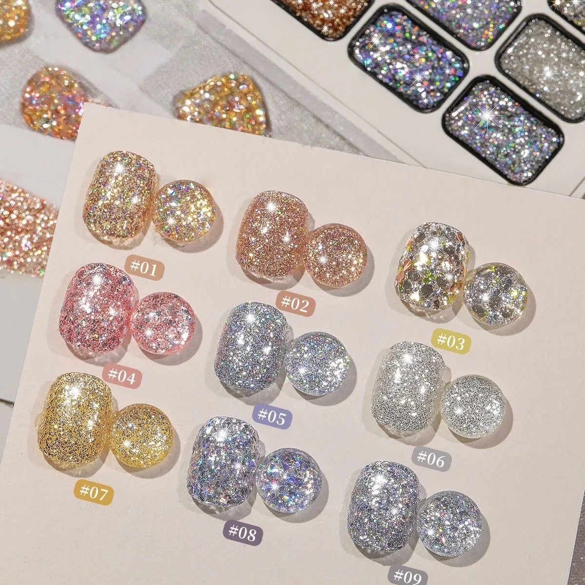 Neunfarbiges Diamant-Nagelgel, Geeignet für DIY-Nägel, Salon und Nageldesign – Detail 2