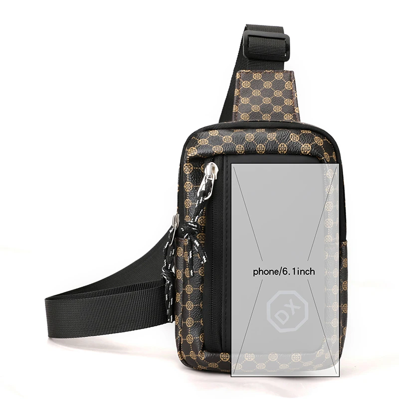 Casual Business Schulter Tasche für Männer PU Leder Umhängetasche Breiten Gurt Umhängetaschen Plaid Designer Männlichen Sling Taschen – Detail 3