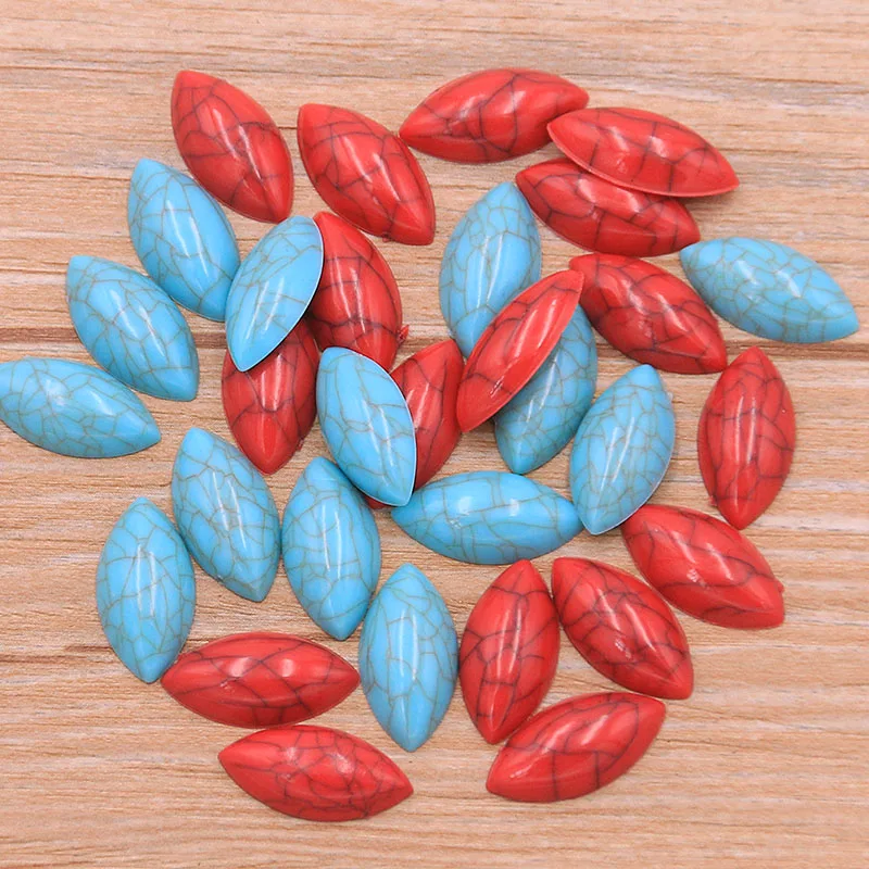 20Pcs 9*18mm 2021 New Two Color Flat Bottom Drill Oval Eye Acrylic Cabochons Jewelry Settings For Bracelet Earrings Accessories