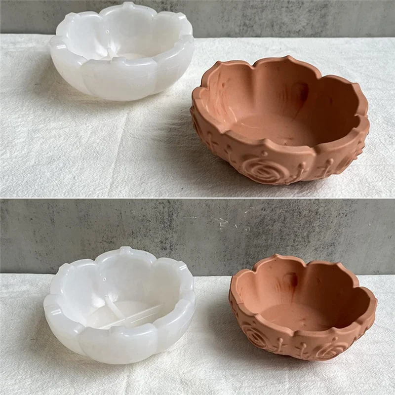 AA63 HEIßER 2PCS Blume Tablett Harz Form, Lotus Schüssel Silikon Form Für Epoxidharz Gießen, harz Beton Form Für DIY Schmuck Holde