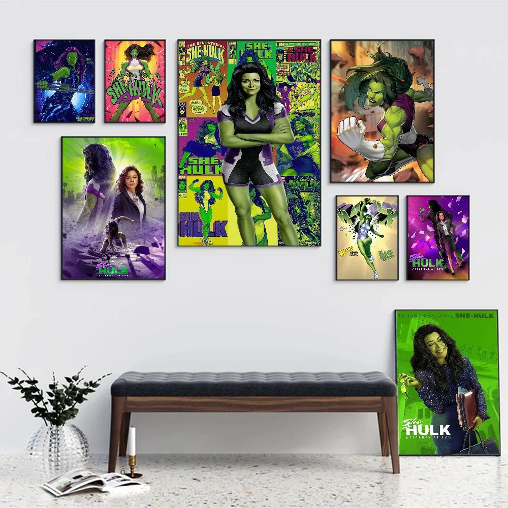 Women Superhero She H-Hulk Movie Whitepaper Poster HD Quality Poster Wall Art Painting Study Room Wall Decor