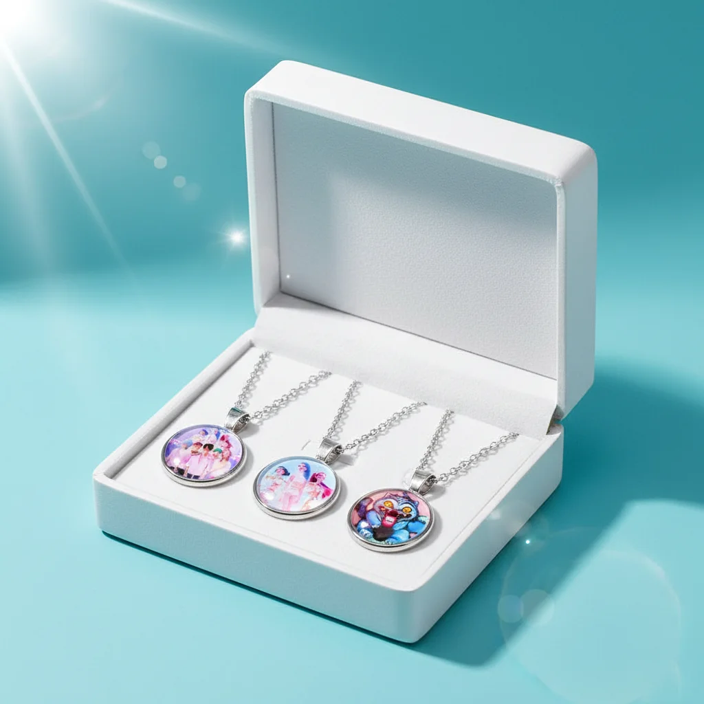Potdemiel KPop diable chasseur Anime mignon pendentif collier enfants accessoires de mode gemme coeur fille cadeau de vacances