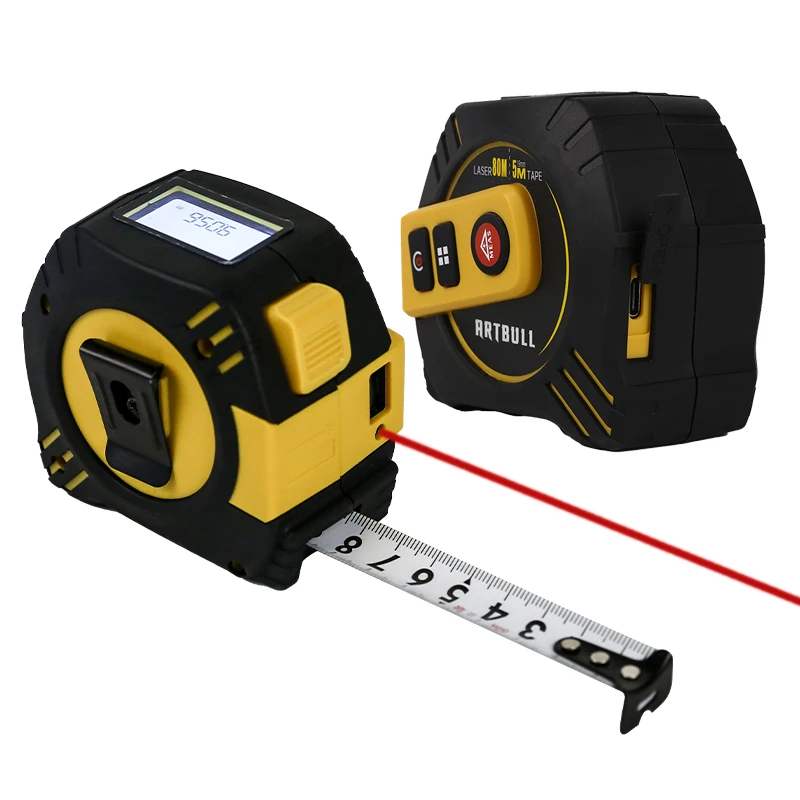 

2in1 Multifunction Laser Rangefinder Rechargeable 80m with 5m tape LCD Display with Backlight Laser Tape Distance Measure