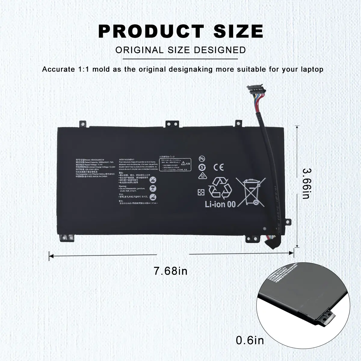 Imagem -04 - Dxt-bateria do Portátil para Huawei Matebook 13 Hb4593j6ecw 2023 Wrt-w19 Wx9 W29 i7 Hn-w19l W19r Wrt-w09 W19l Novo Computador Portátil