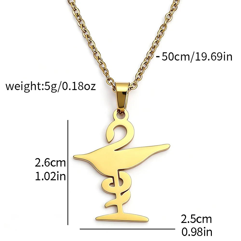 Bowl of Hygieia Necklace, Pharmacist Snake Staff Symbol Pendant, Pharmacy Graduation Commemorative Titanium Steel Lock Chain