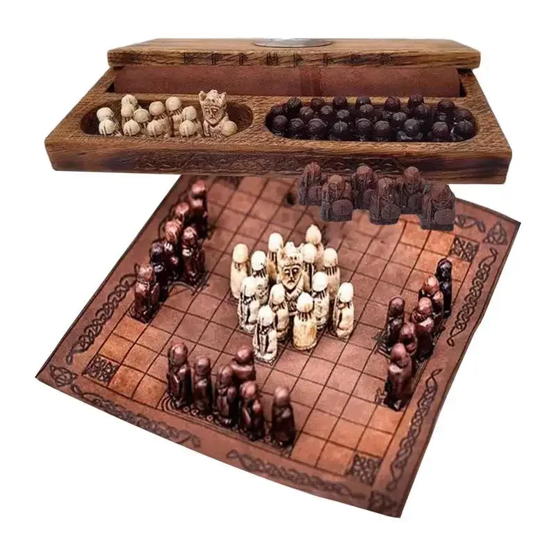 Schachbretter für Erwachsene, Tischschachbrett, Kriegsspiel, Brettspiel, asymmetrisches Wikinger-Schach, Strategiespiele, Schachgeschenke, Party