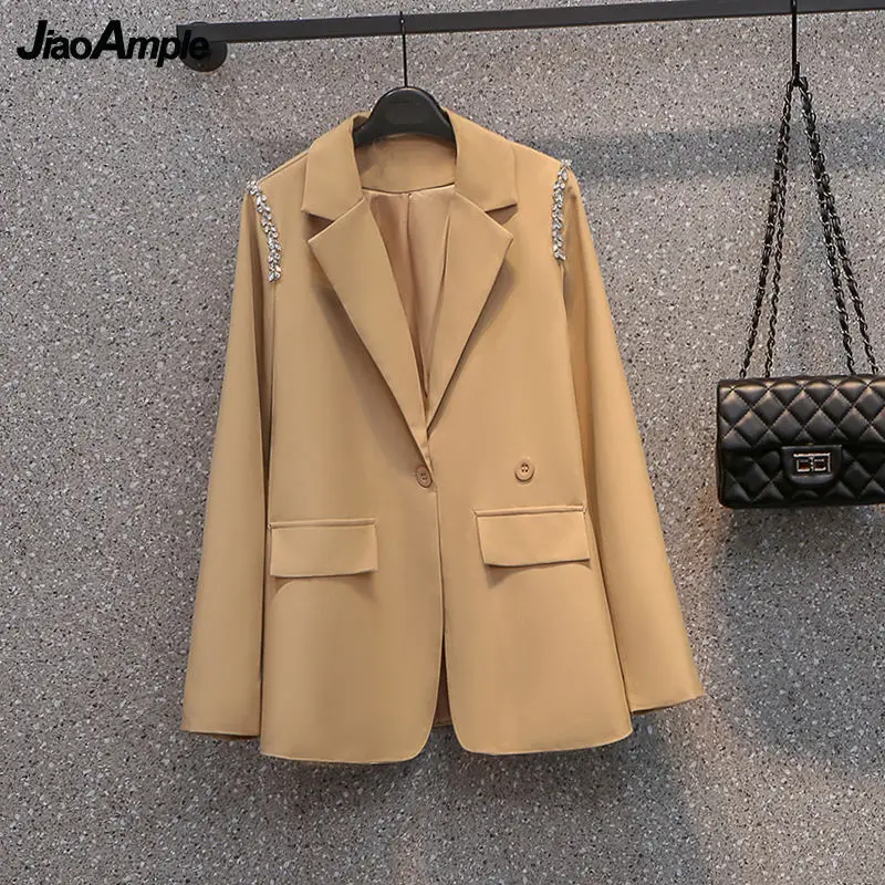 2024 Spring Autumn Elegant Diamond-studded Suit Jacket Women\'s New All-match Blazers Top Korean Fashion Coat Female Clothing