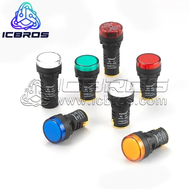 High quality AD16-22DS LED signal light power indicator lamp 220V 24V hole 22M  6.3v 12v 24v 220v LED Red Green Blue White