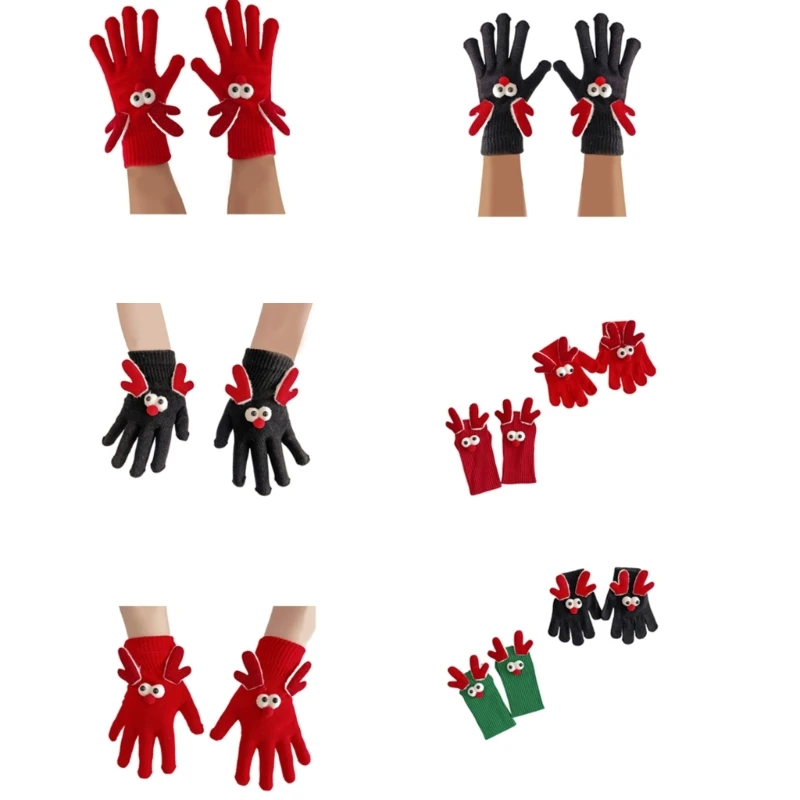 Weihnachts-Thema-Rentier-Handschuhe, flexible Screen-Touch-Handwear-Strickhandschuhe