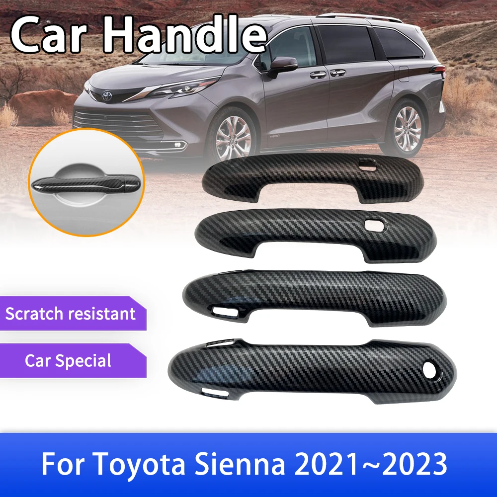 Carbon Fiber Smart Door Handle Cover for Toyota Sienna MK4 XL40 2021 2022 2023 Granvia Car Exterior Accessories Decorate Sticker