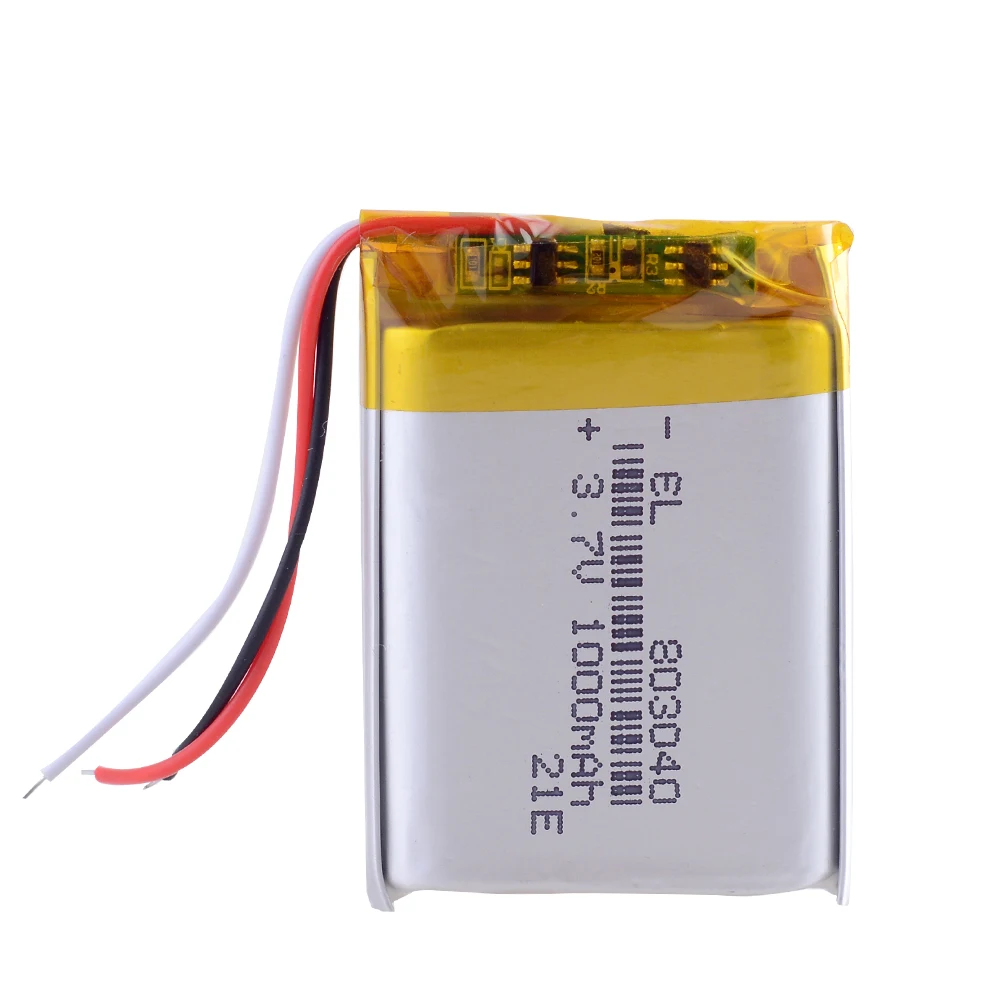 3wires 3.7V 1000mAh 803040 Li-Polymer Rechargeable Lithium Li-ion Battery For Toy Recorder GPS MP3 MP4  Glasses Navigator