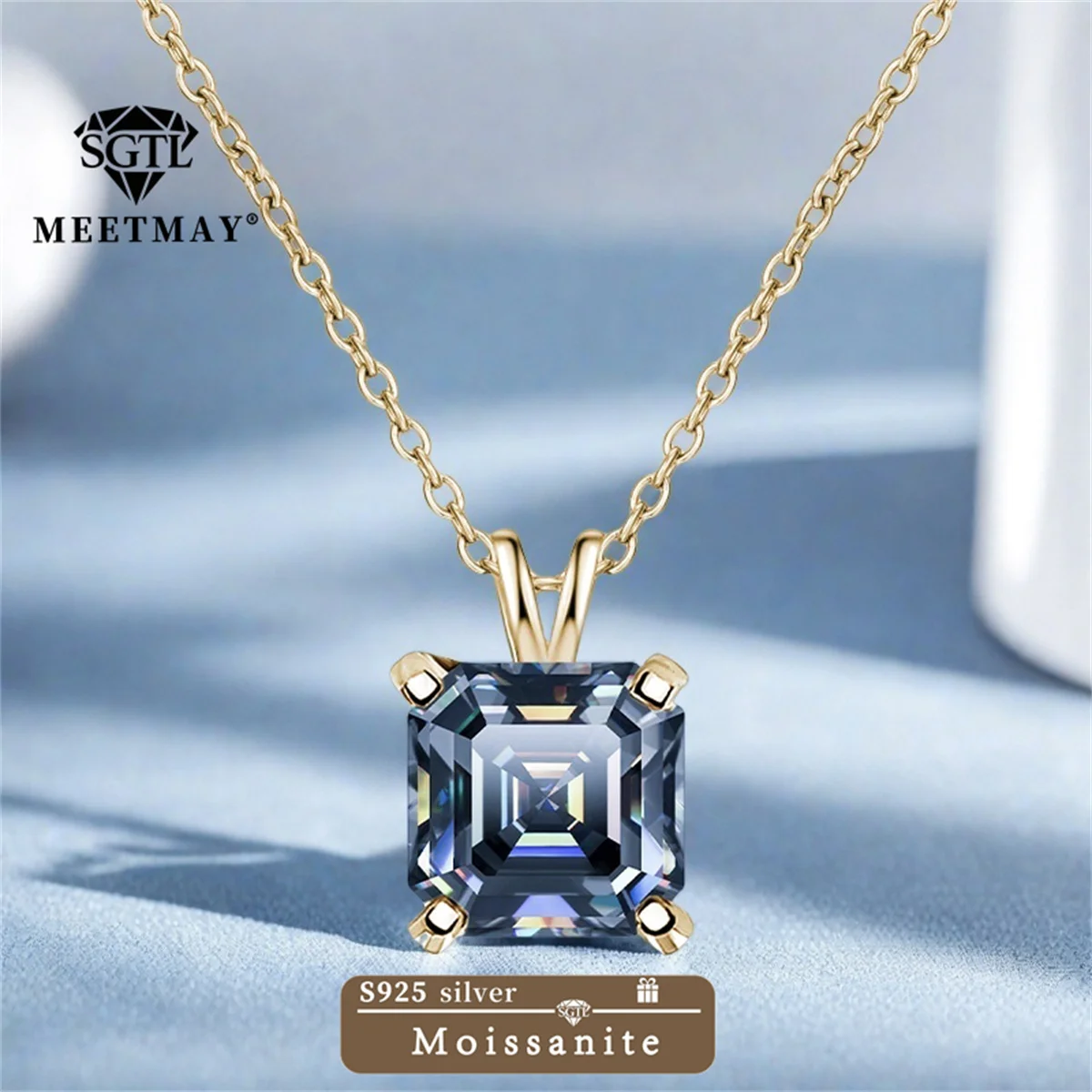 

Сертифицированный GRA S925 простой кулон из стерлингового серебра Asscher Cut муассанит кулон ожерелье для женщин изысканные ювелирные изделия Бесплатная подарочная коробка