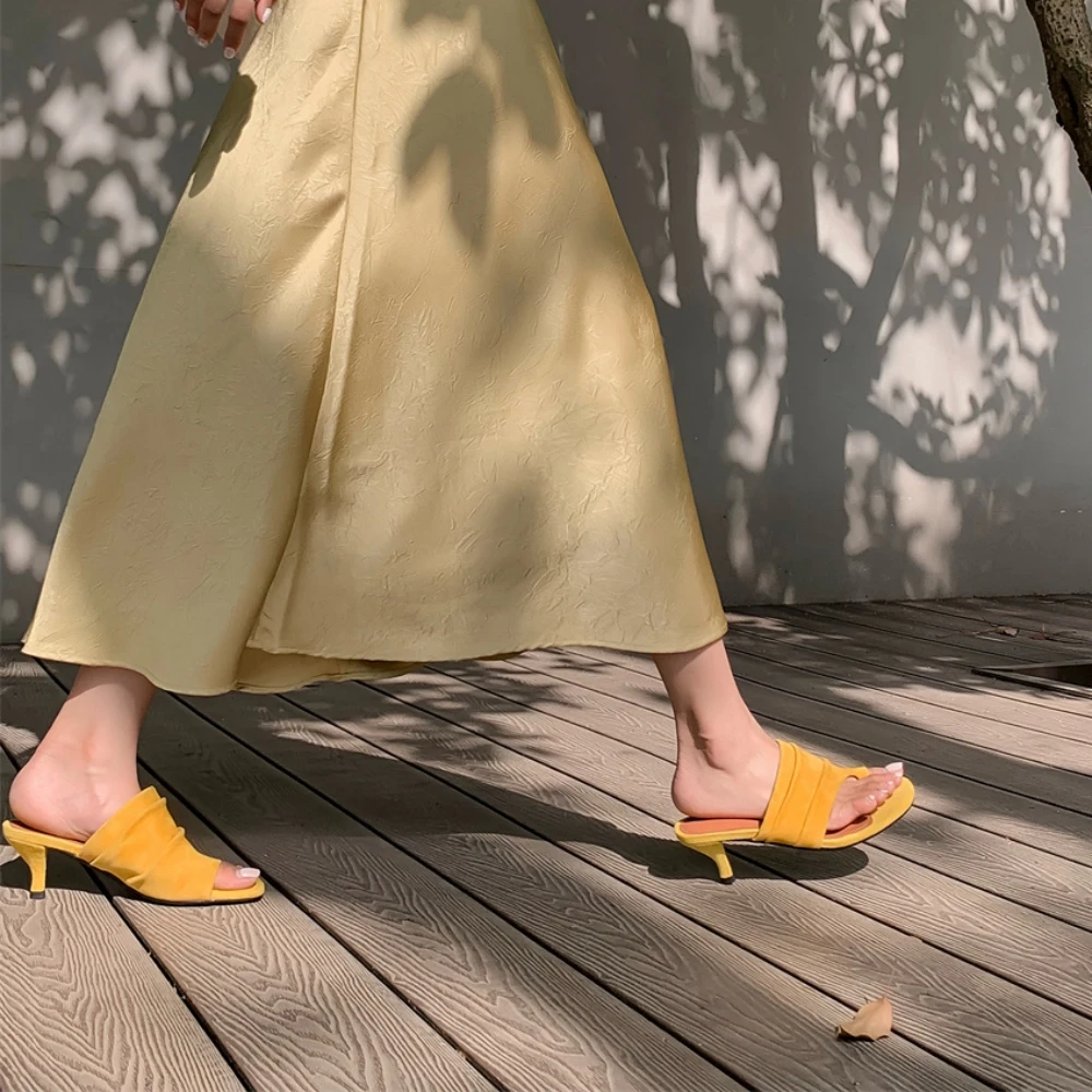 Women's Suede High Heel Flip-Flop Sandals for Weddings and Parties