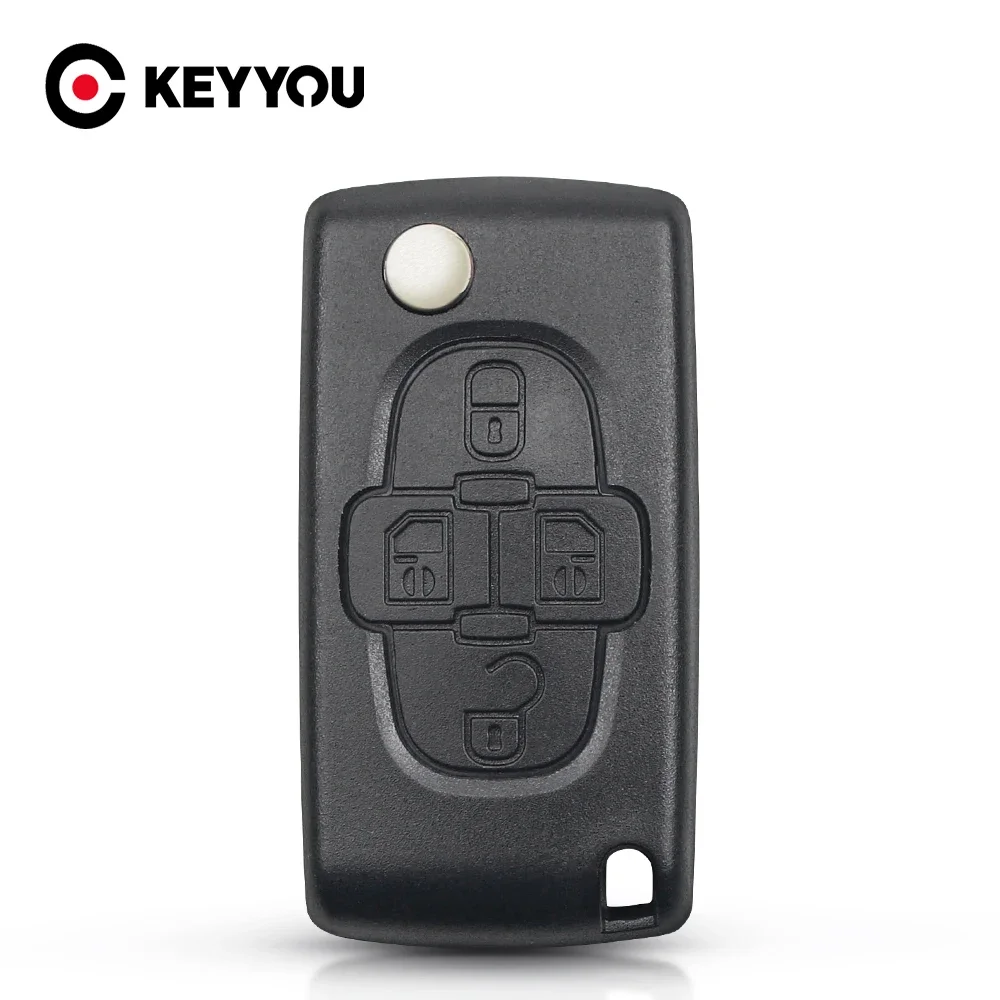 KEYYOU 4 düğmeler için Flip araba uzaktan anahtar Fob boş kılıf kabuk Fob Peugeot 1007 için Citroen C8 için Fiat kesilmemiş bıçak CE0523 CE0536