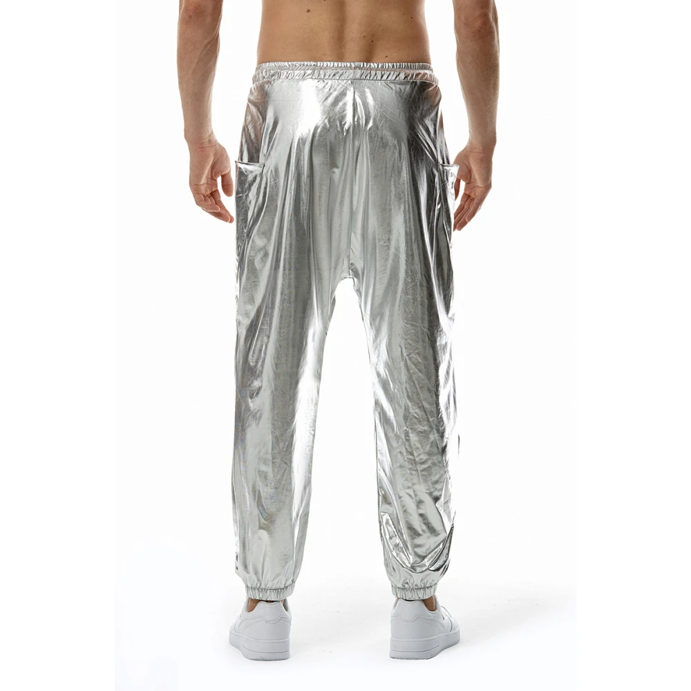 Men's Shiny Gold Metallic Jogger Sweatpants Hip Hop Casual Loose and Comfortable Disco Dance Party Festival Prom Streetwear