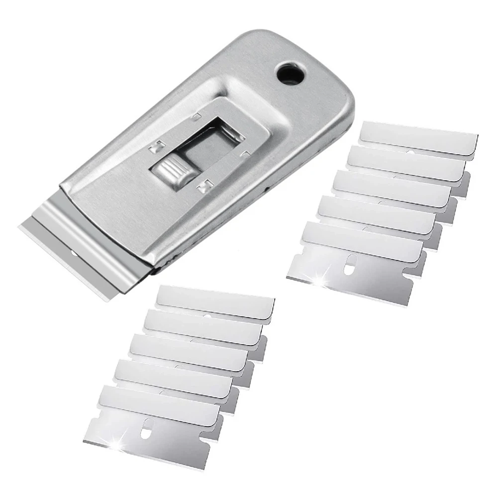 Multi-Purpose Scraper Set Steel Single Edge With 10 Blades Glass Ceramic Hob Window Scraper Cleaning Tools Accessory